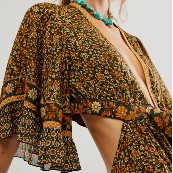 NWT💫Exclusive💫Spell X Free People Sienna Bambi Gown in Peppercorn size medium - Picture 3 of 16